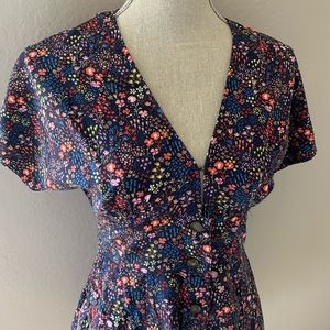 Marine Layer Floral Mini Dress - Navy and Pink